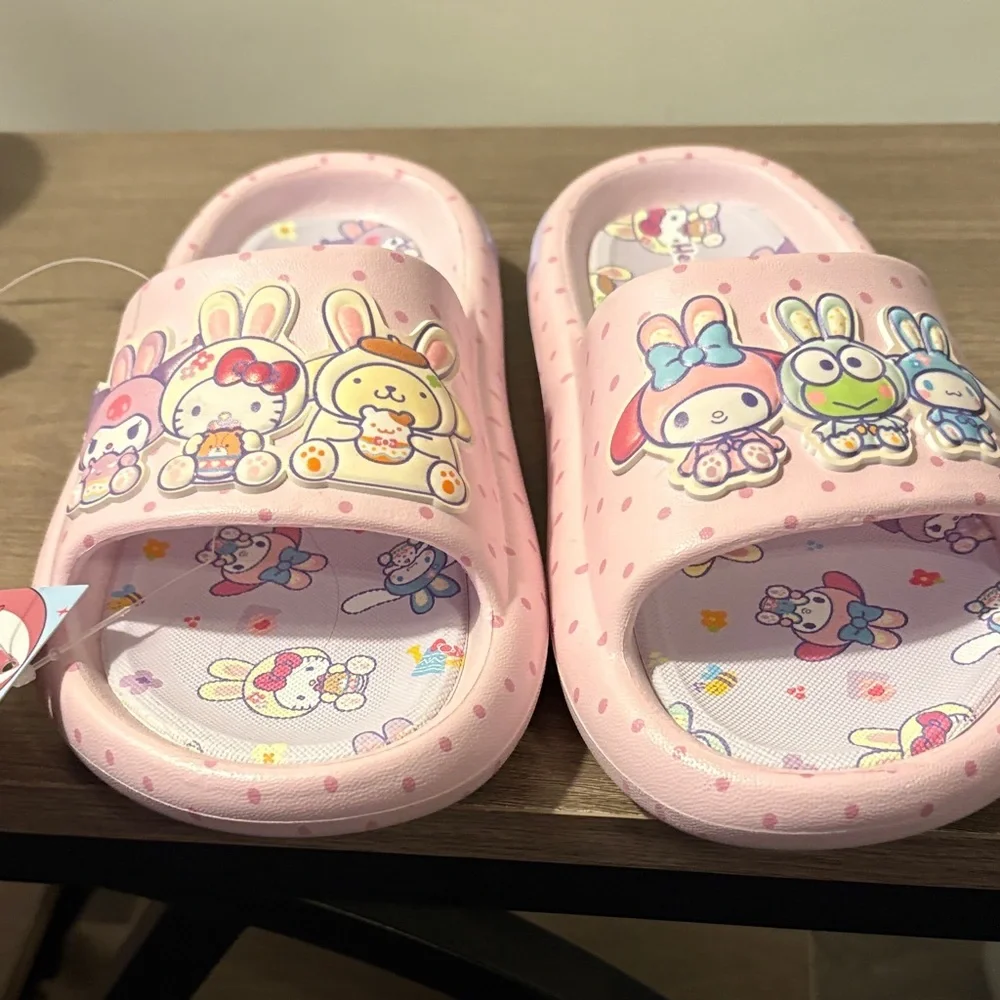 Adorable Pink Kids Slippers with Cute Characters